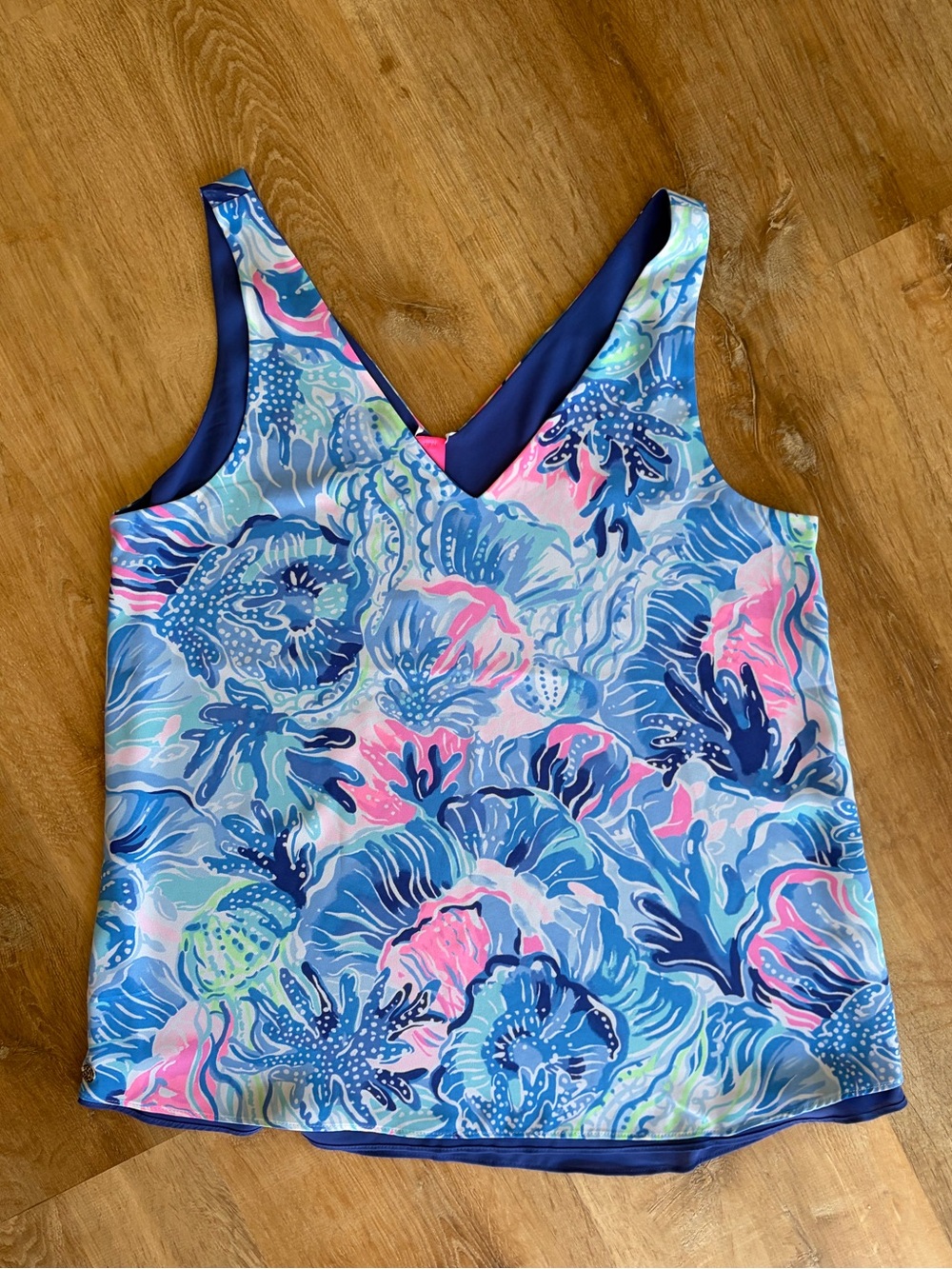 Lilly Pulitzer Reversible Floral Tank Top Blue Size Medium